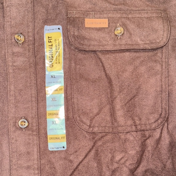 NWT Carhartt men’s brown button down shirt (size XL) - Picture 3 of 5